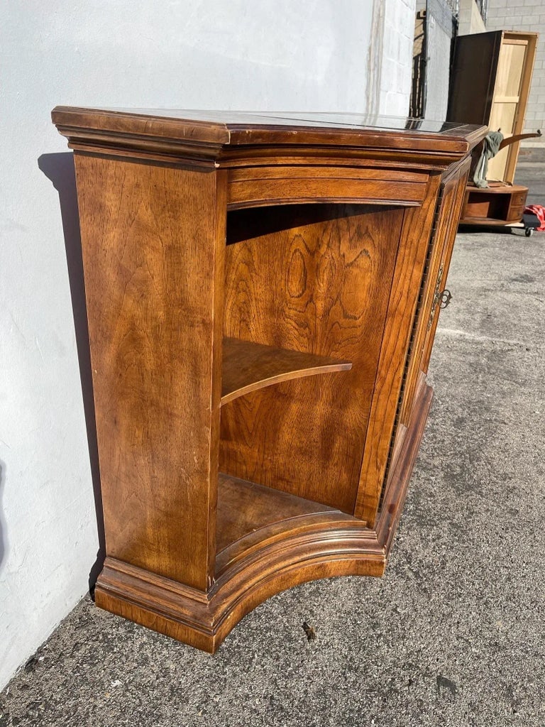 Vintage Sideboard Credenza Curio Buffet Stone Top Bernhardt Wood Console - 7