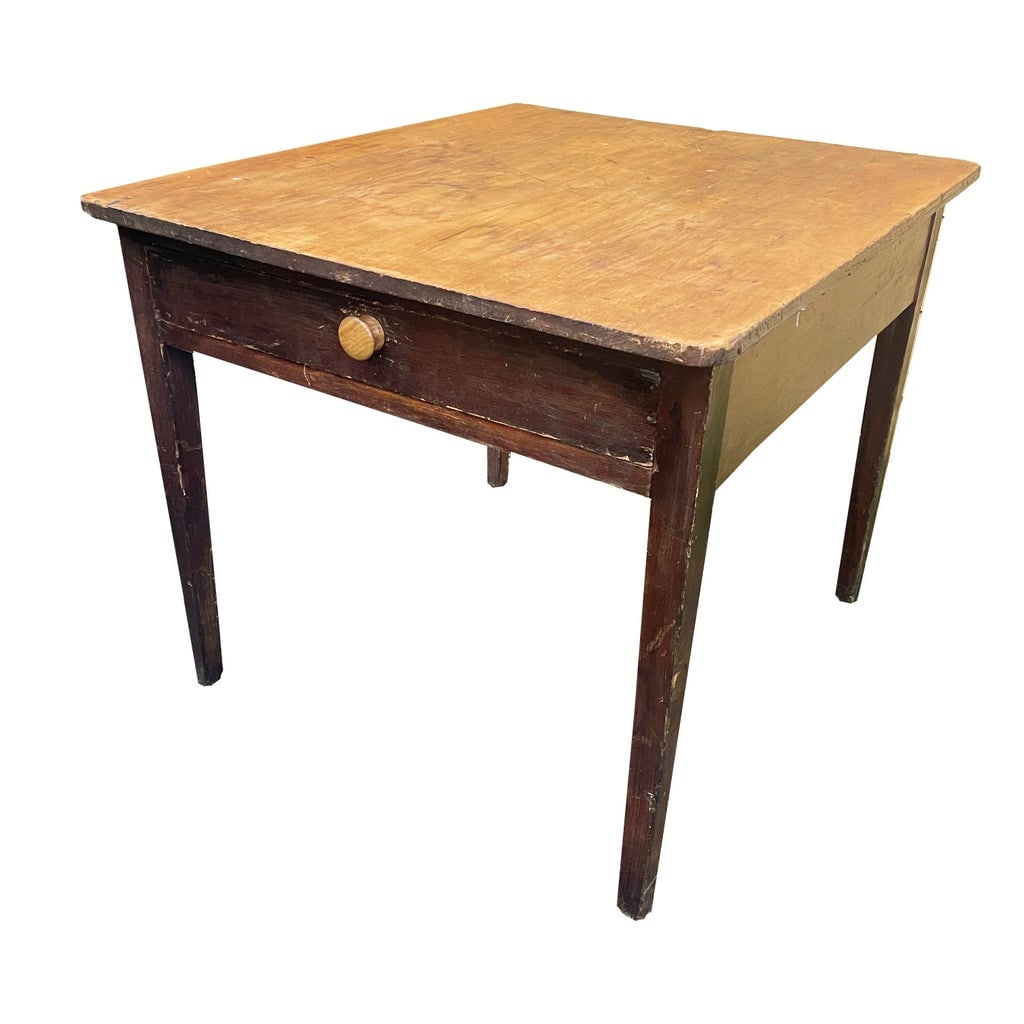 Early 1800s Pine Farmhouse/Shaker-Style Table With Massive Single Drawer. - 2