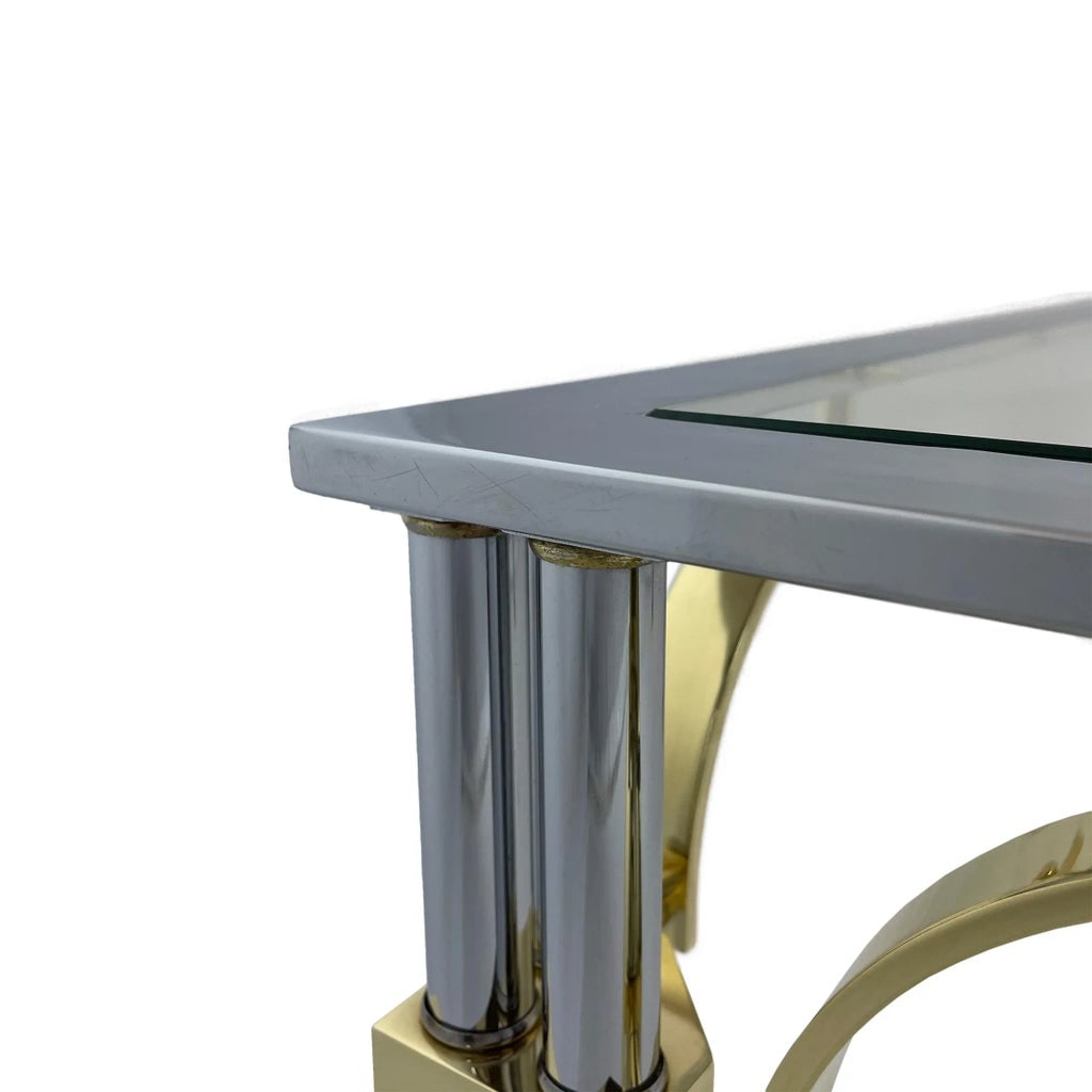 Vintage Mid-Century Maison Jansen Chrome & Brass Square Coffee Table - 7