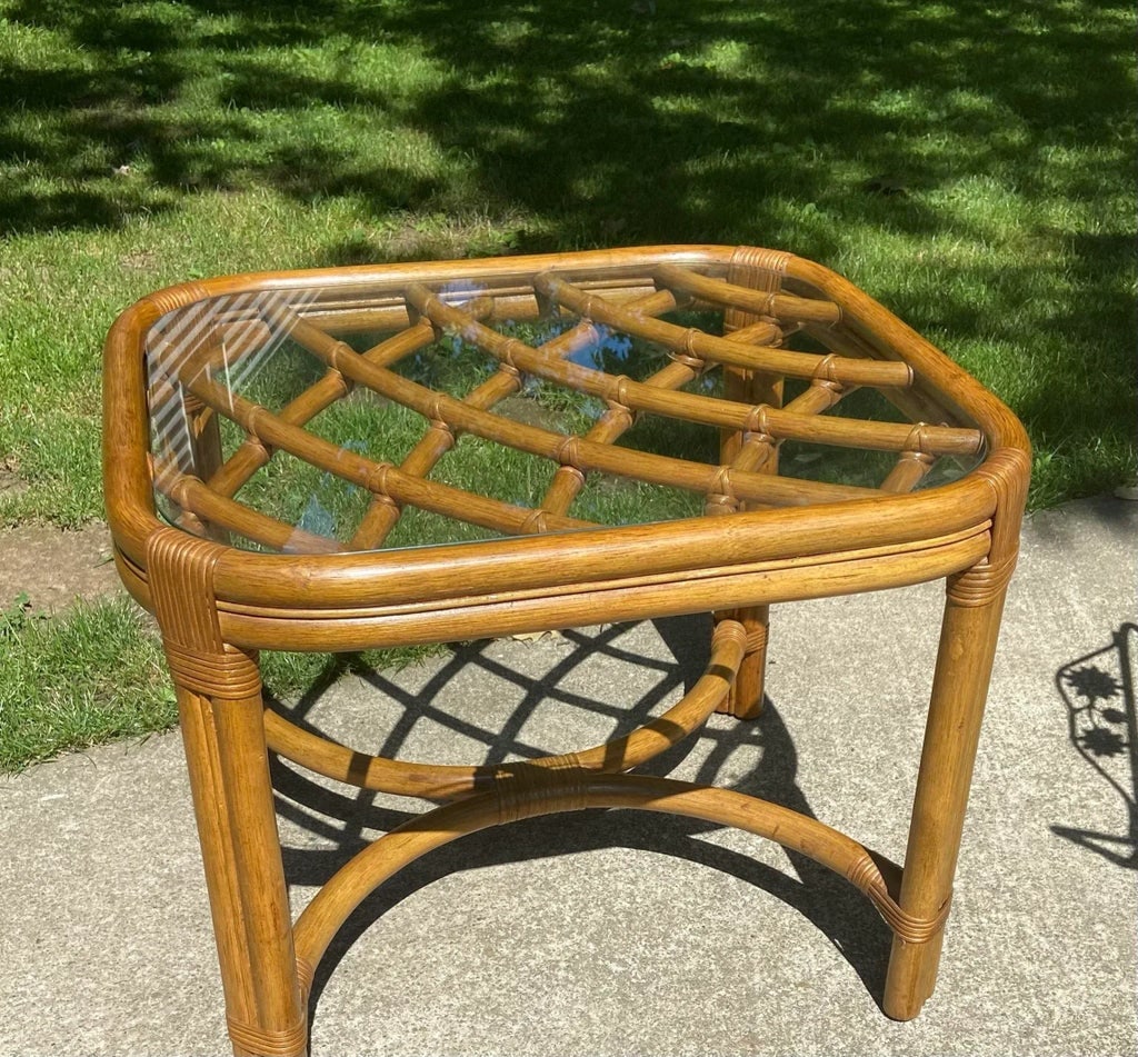 Mid 20th Century Mid Century McGuire Style Rattan & Bamboo End Tables - a Pair - 7