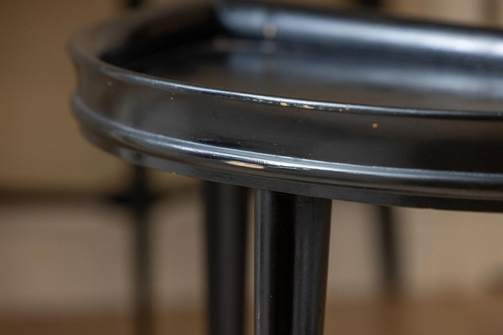 Vintage Black Lacquer Demi-Lune Side Tables - A Pair - 12