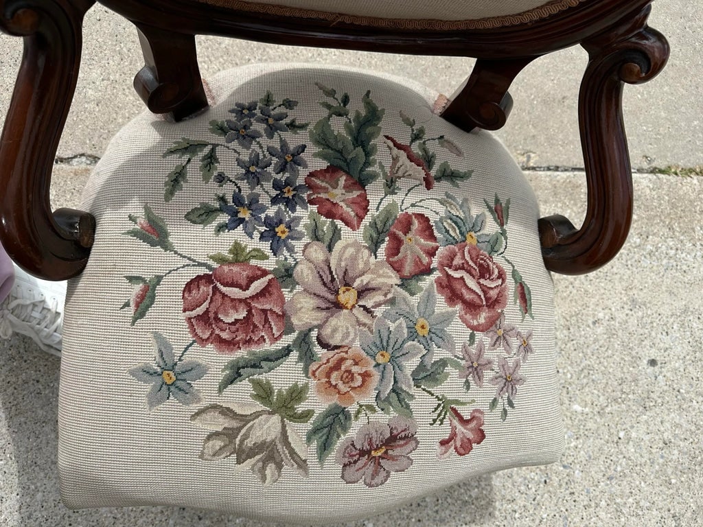 Late 19th Century Victorian Floral Needlepoint Armchair - 4