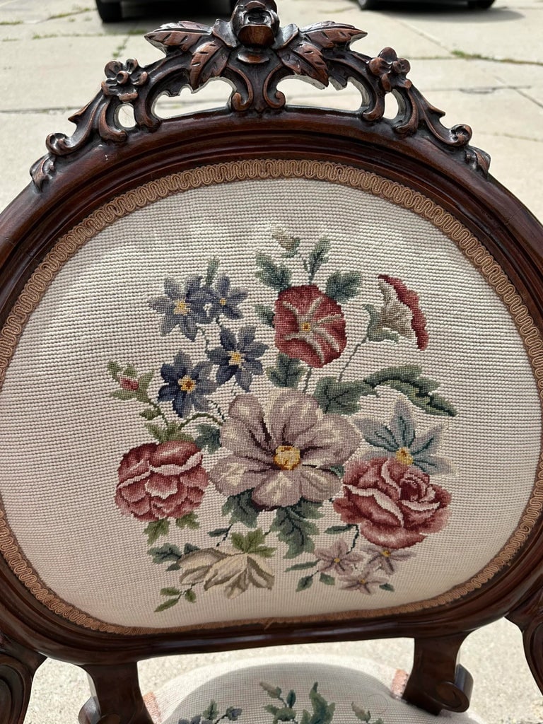 Late 19th Century Victorian Floral Needlepoint Armchair - 7