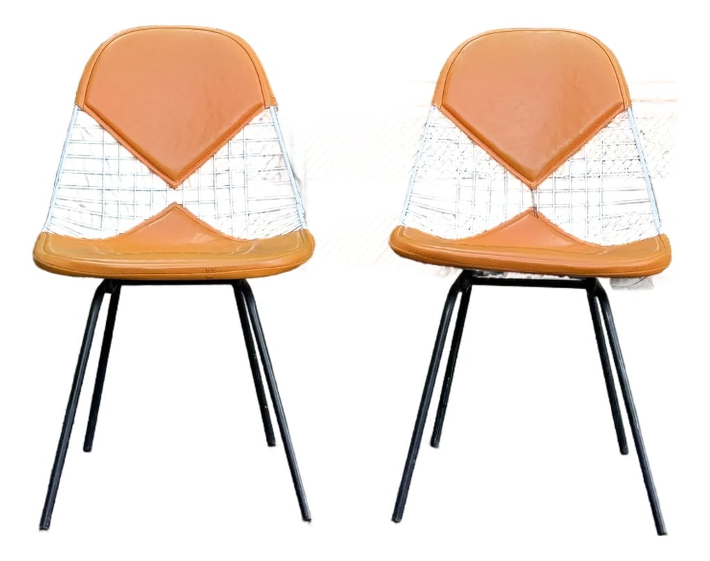 Mid-Century Modern Original Eames for Herman Miller Iron Bikini Side Chairs1960s: Mid-Century Modern Original Eames for Herman Miller Iron Bikini Side Chairs 1960s For your consideration is an original, iron, Bikini side chair-pair by Charles Eames for Herman Miller, circa the