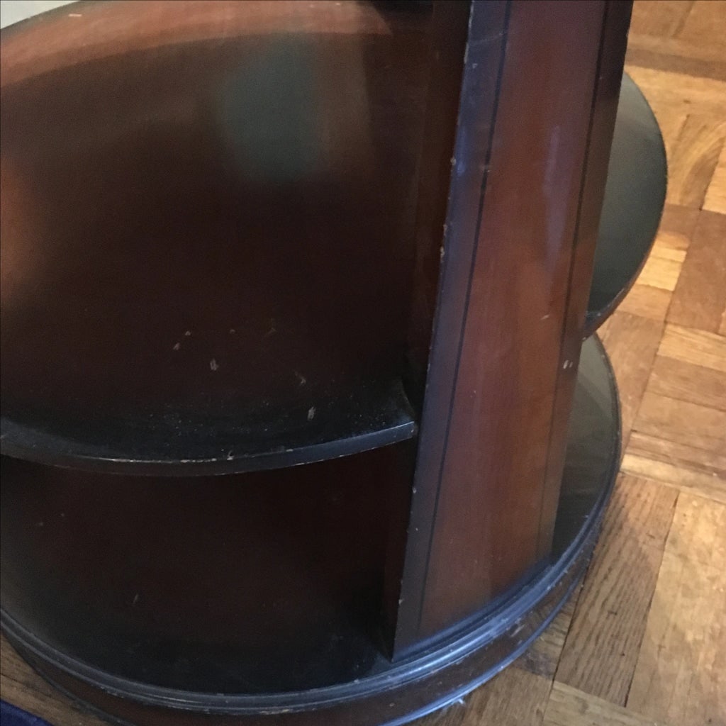 Antique Round Marble-Top Wood Side Table - 8