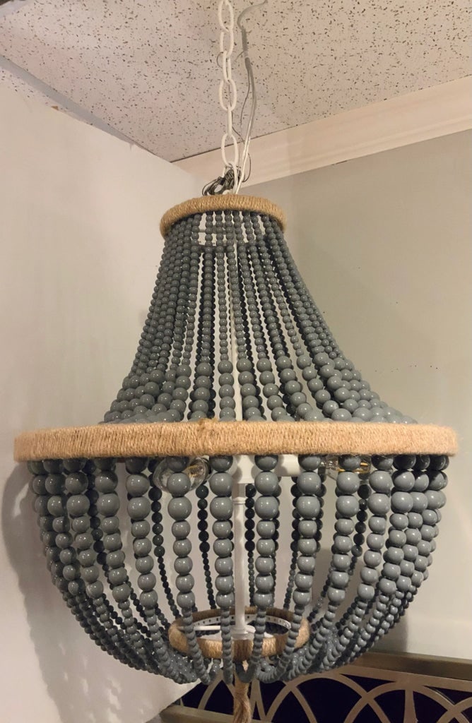 Organic Modern Gray Bead Chandelier - 2