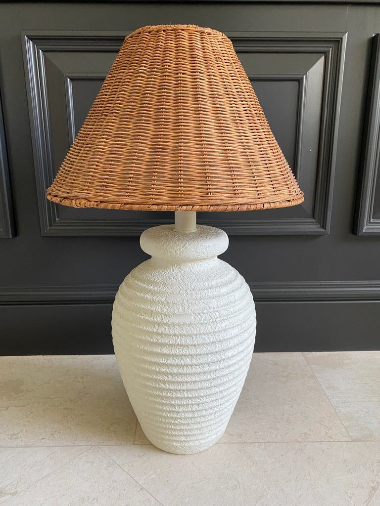 Vintage 1980's Fluted Plaster Table Lamp - 3