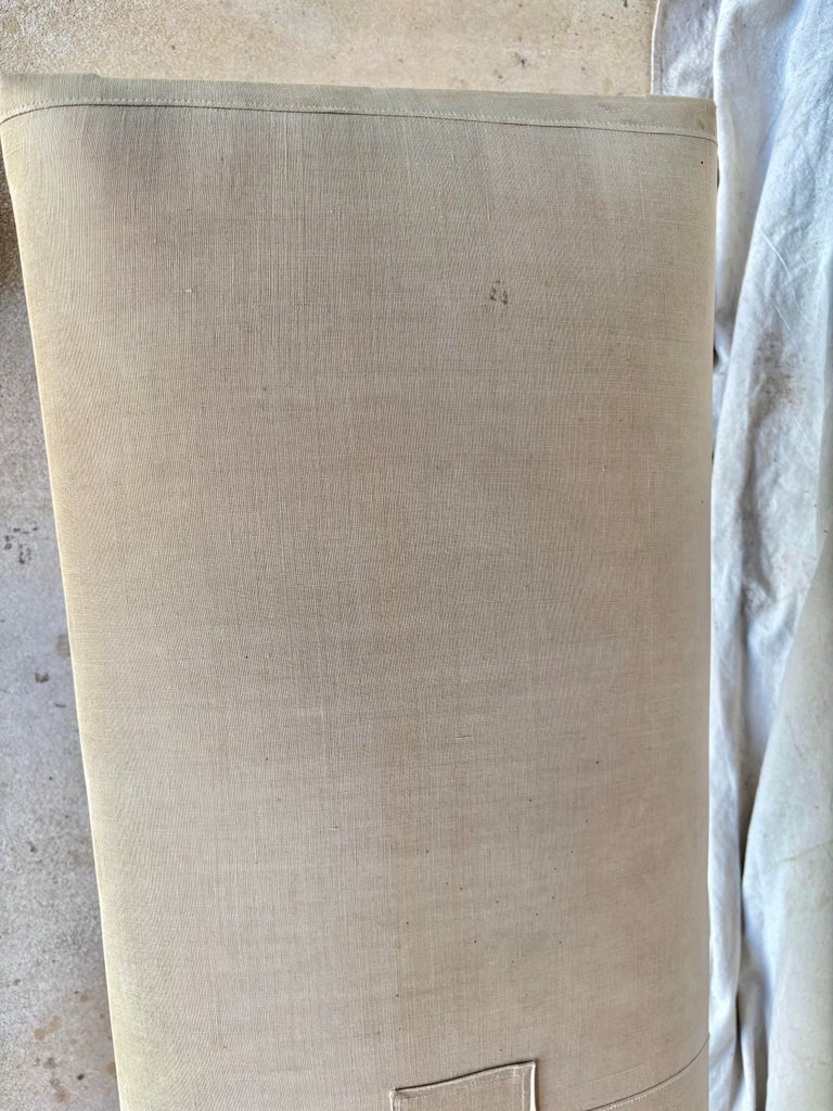 Early 20th Century French Walnut and Antique Linen Upholstered Bench - 4