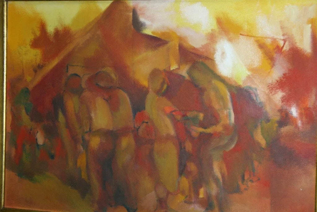 Mid 20th Century "Montgomery Carnival '63" Abstract Figurative Scene Oil Painting, Framed - 12