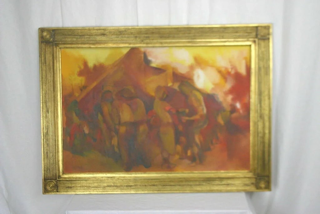 Mid 20th Century "Montgomery Carnival '63" Abstract Figurative Scene Oil Painting, Framed - 6