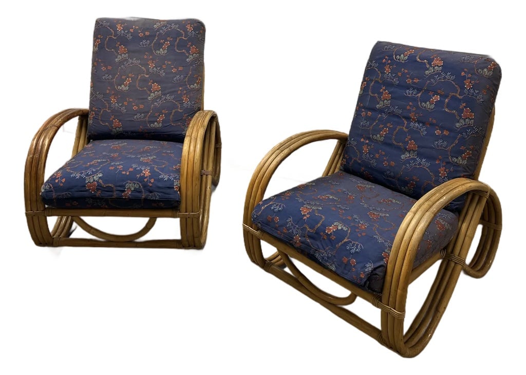 Vintage Rattan Pretzel Armchairs - A Pair: Fabulous pair of vintage rattan armchairs. Seat height 10" without cushions, 15" with cushions. Condition: Alterations: Original Condition Unaltered Imperfections: Some Imperfections Condition Notes: