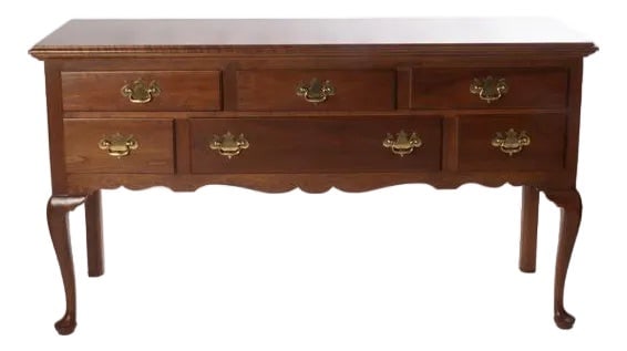 Vintage Stickley Cherry Queen Anne Style Sideboard: A great quality Stickley solid cherry 6 drawer sideboard with brass hardware. Condition: Alterations: Original Condition Unaltered Imperfections: Some Imperfections Condition Notes: Wear consistent