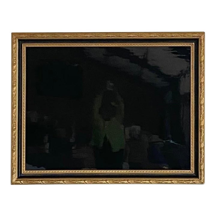 Hand Lacquered Piano Lid in Gilt Wood Frame: Joppa is a contemporary folk artist whose creative work includes the use of piano components and finishes learned from the restoration of pianos, his "day job". Joppa has shown his work joyfully and