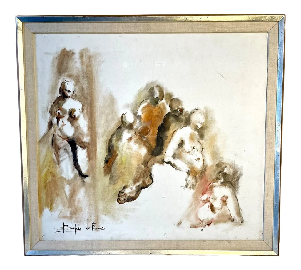 Mid 20th Century Abstract Figurative Oil Painting, Framed: Oil on Canvas Abstract Figurative Vintage Painting Singed Condition: Alterations: Original Condition Unaltered Imperfections: Some Imperfections Condition Notes: Excellent vintage condition Origin:
