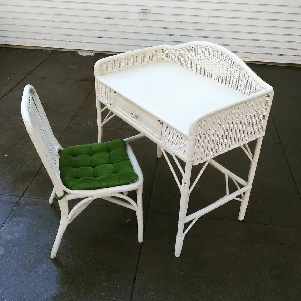1970s Wicker Desk and Chair - Set of 2 - 2