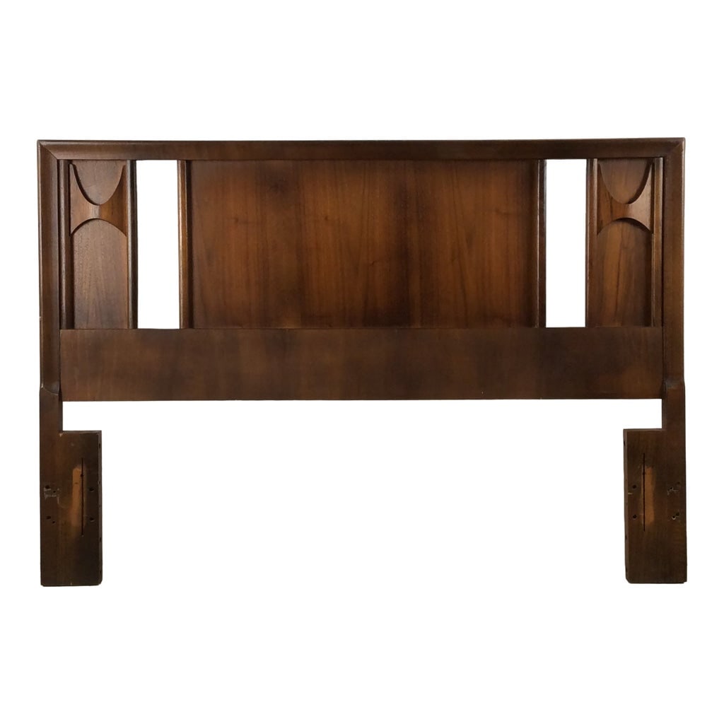 Mid Century Modern Walnut Twin Headboard by Perspecta From Kent Coffey: This mid century modern twin sized headboard from Perspecta by Kent Coffey features hardwood construction, beautiful walnut veneer with original finish, signature bent wood detailing with rosewood
