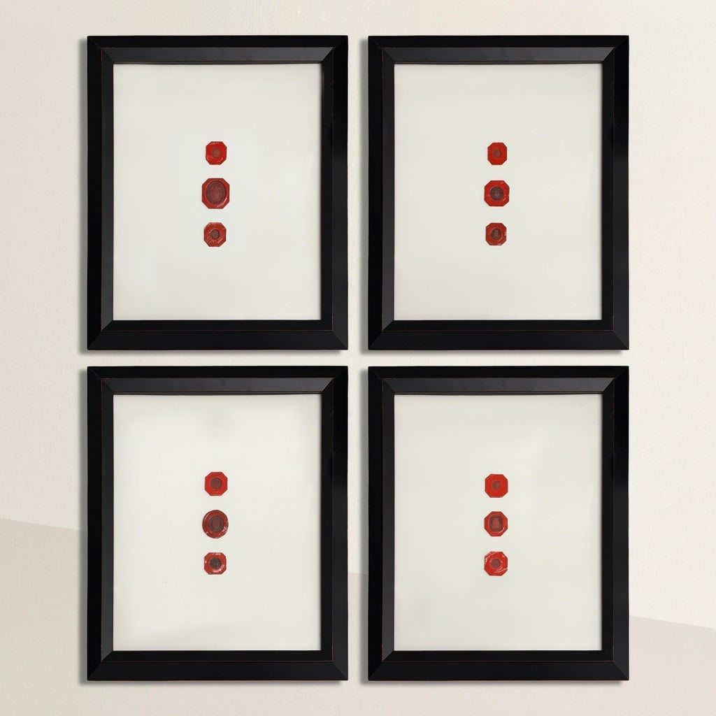 Collection of Framed 19th Century French Red Wax Seals - 3