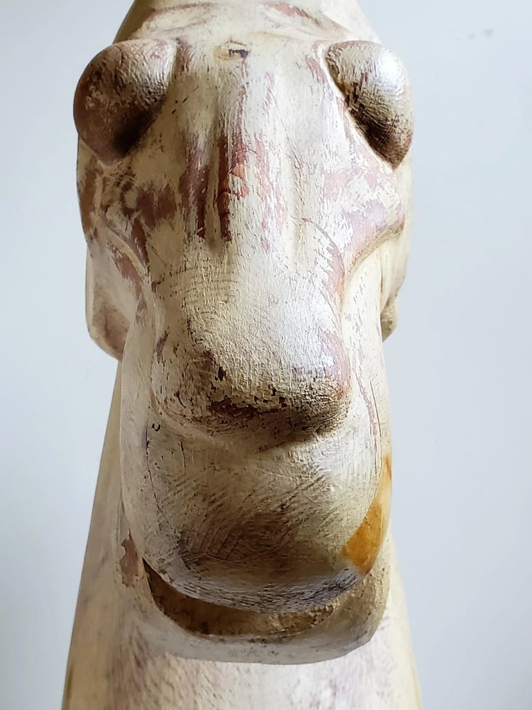 Early 20th Century Hand Carved Wood Camel Head Sculpture - 4