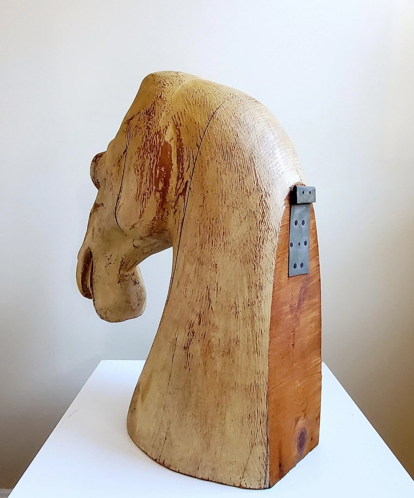 Early 20th Century Hand Carved Wood Camel Head Sculpture - 8