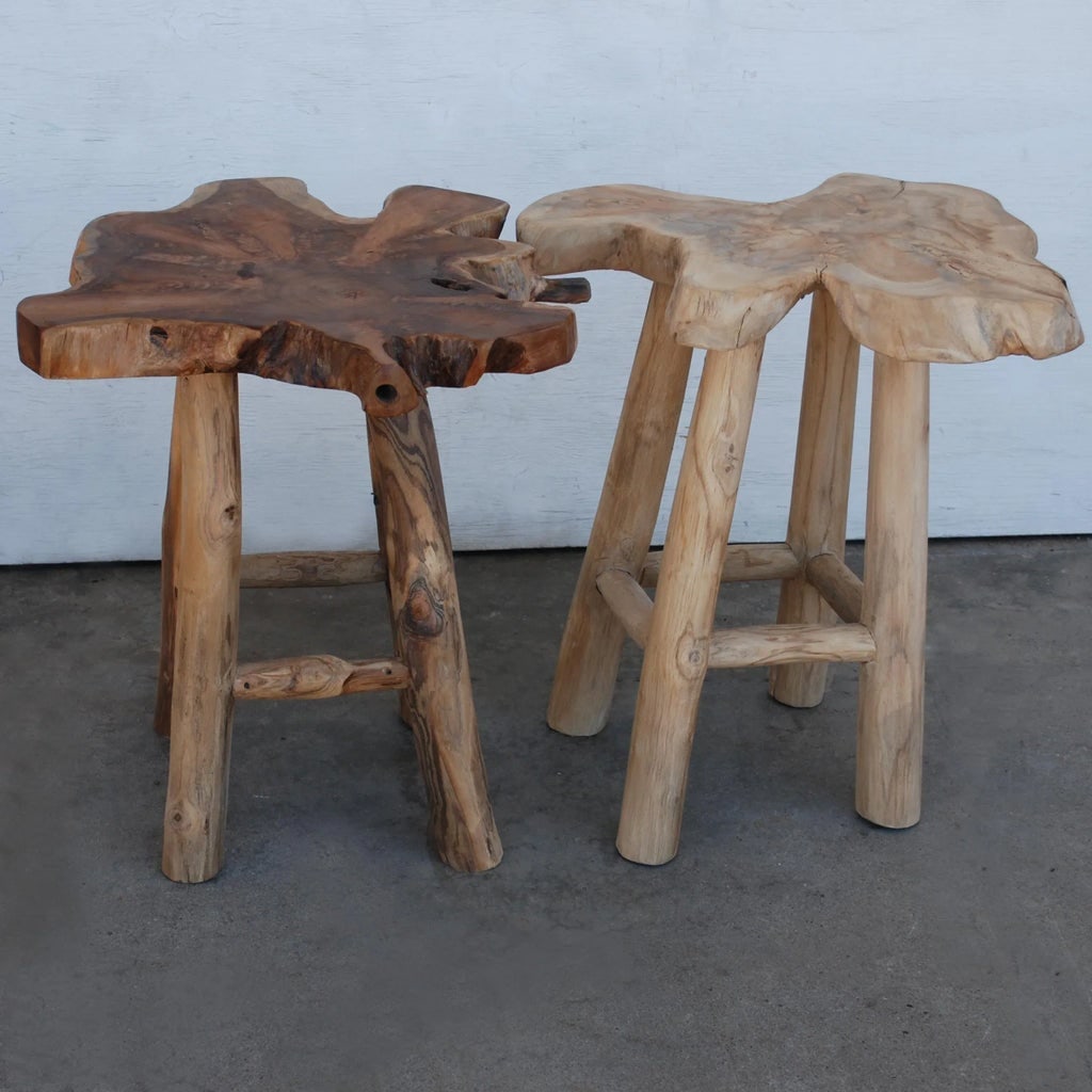 Rustic Live Edge Stools - A Pair - 2