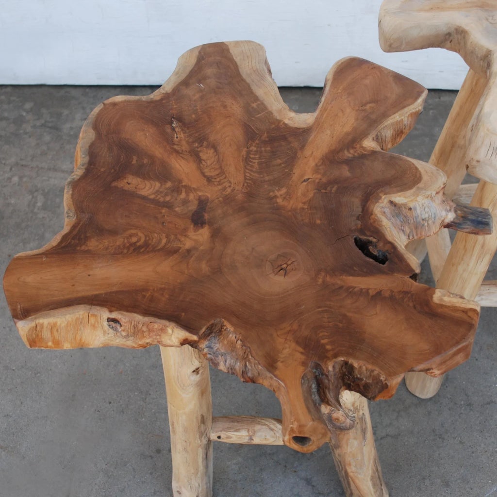 Rustic Live Edge Stools - A Pair - 4