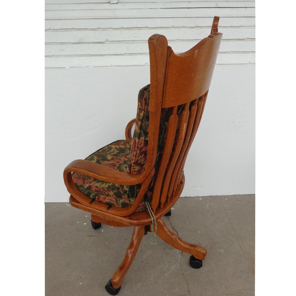 Antique Cane & Oak Office Chair - 7