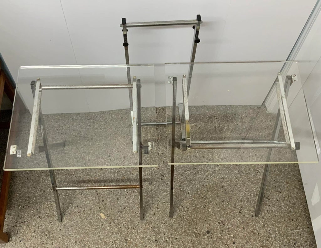 1960s Lucite Folding Tray Table With Stand - Set of 3 - 7