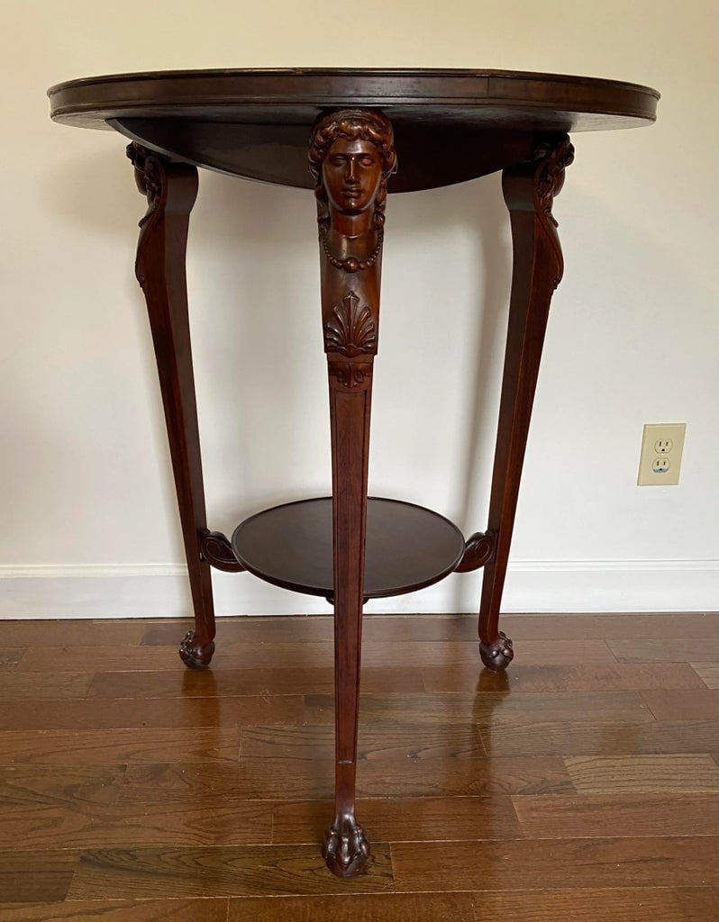 Antique Mahogany Neoclassical Figural Center Table - 2