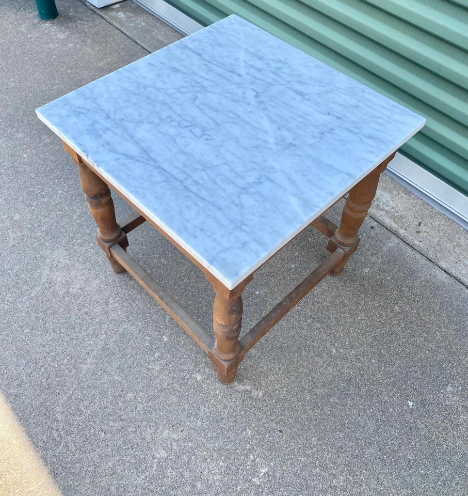 Primitive Minimalist White Marble Side Table / Night Stand - 11