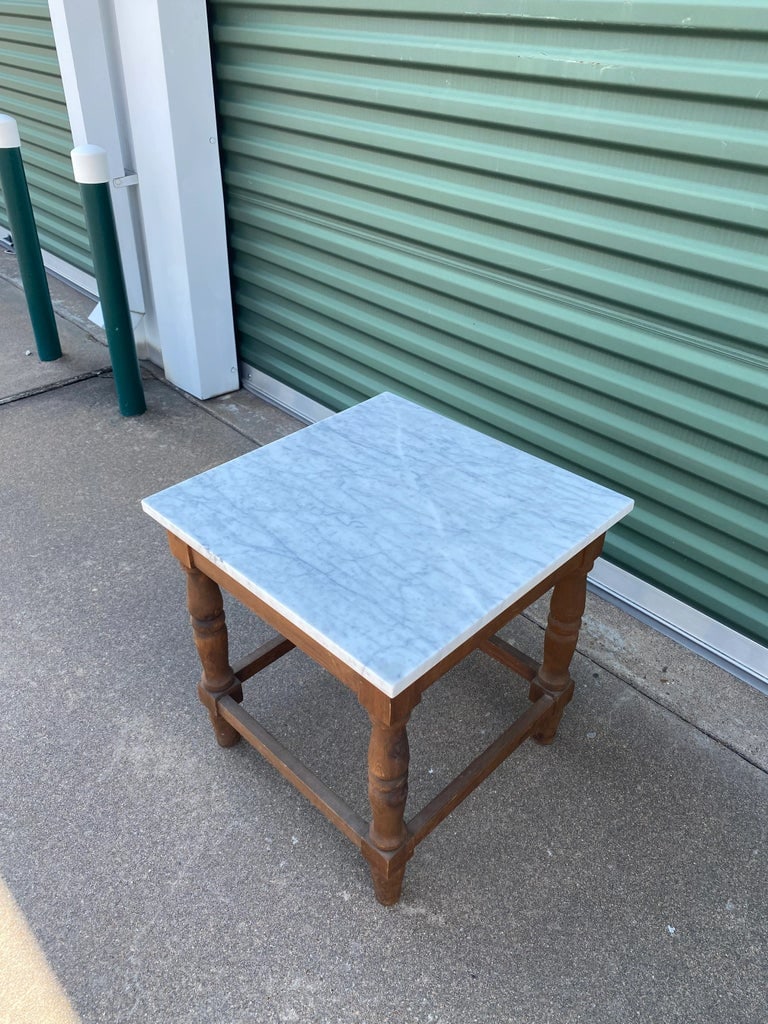 Primitive Minimalist White Marble Side Table / Night Stand - 2