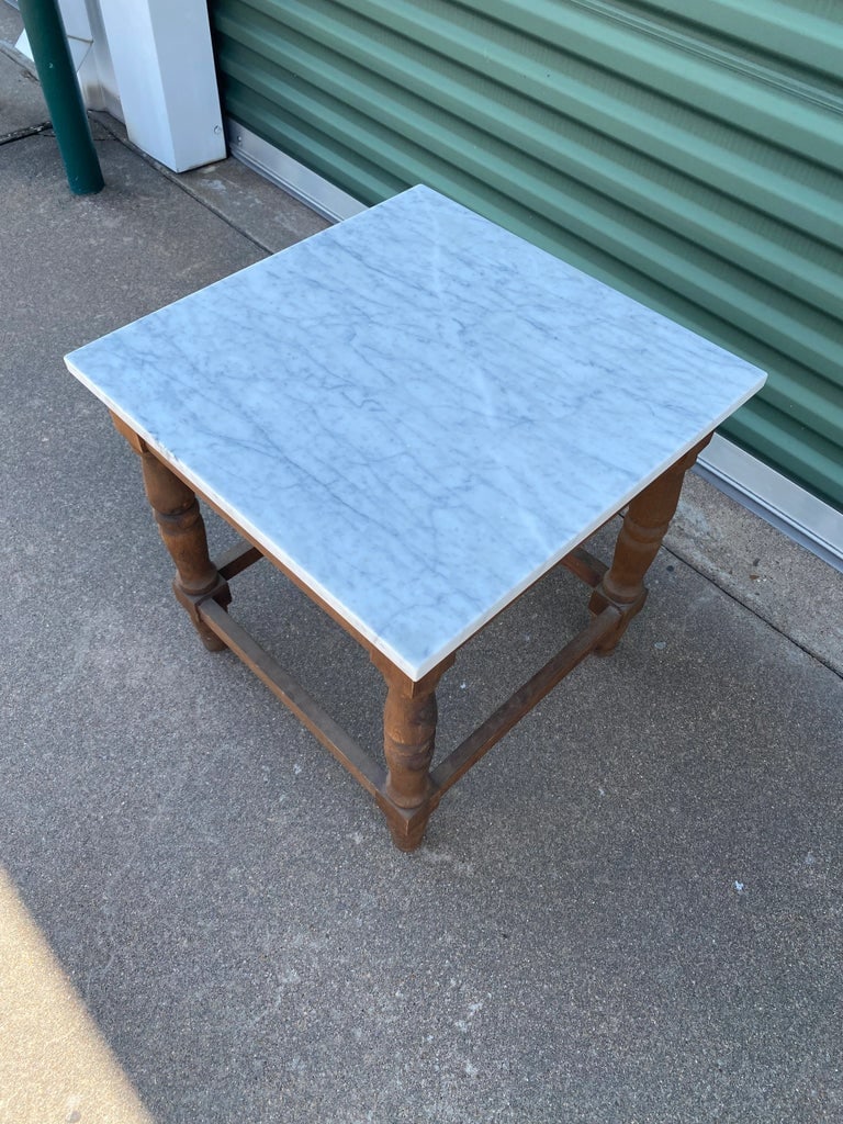 Primitive Minimalist White Marble Side Table / Night Stand - 3