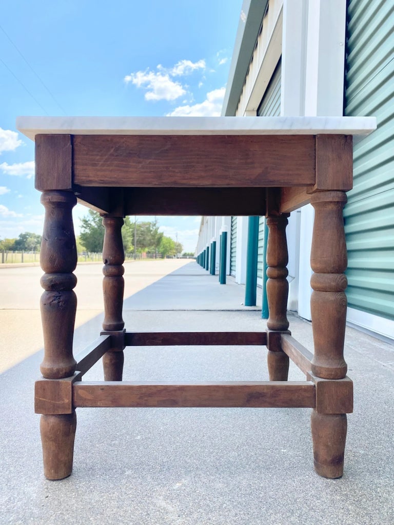 Primitive Minimalist White Marble Side Table / Night Stand - 4