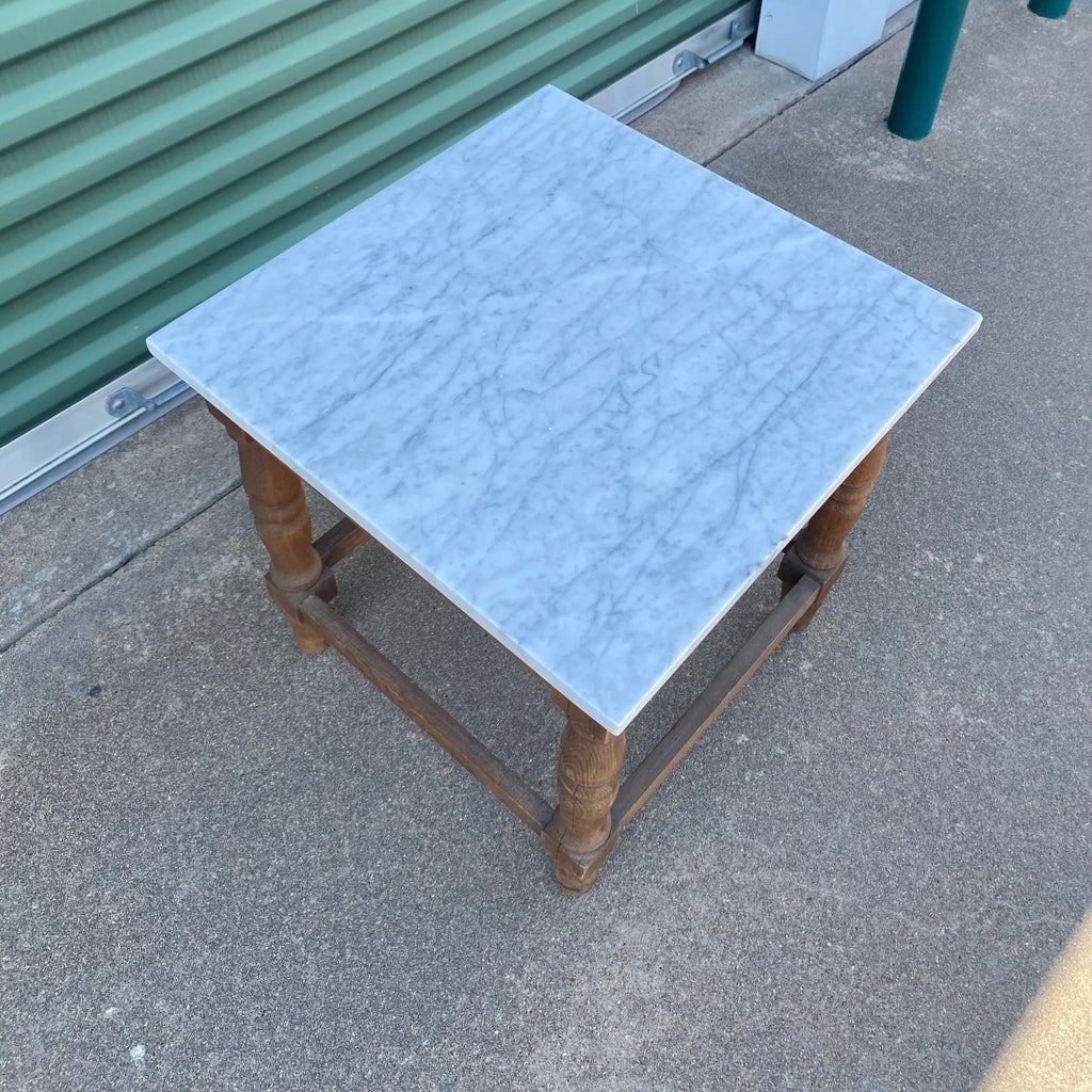 Primitive Minimalist White Marble Side Table / Night Stand - 7