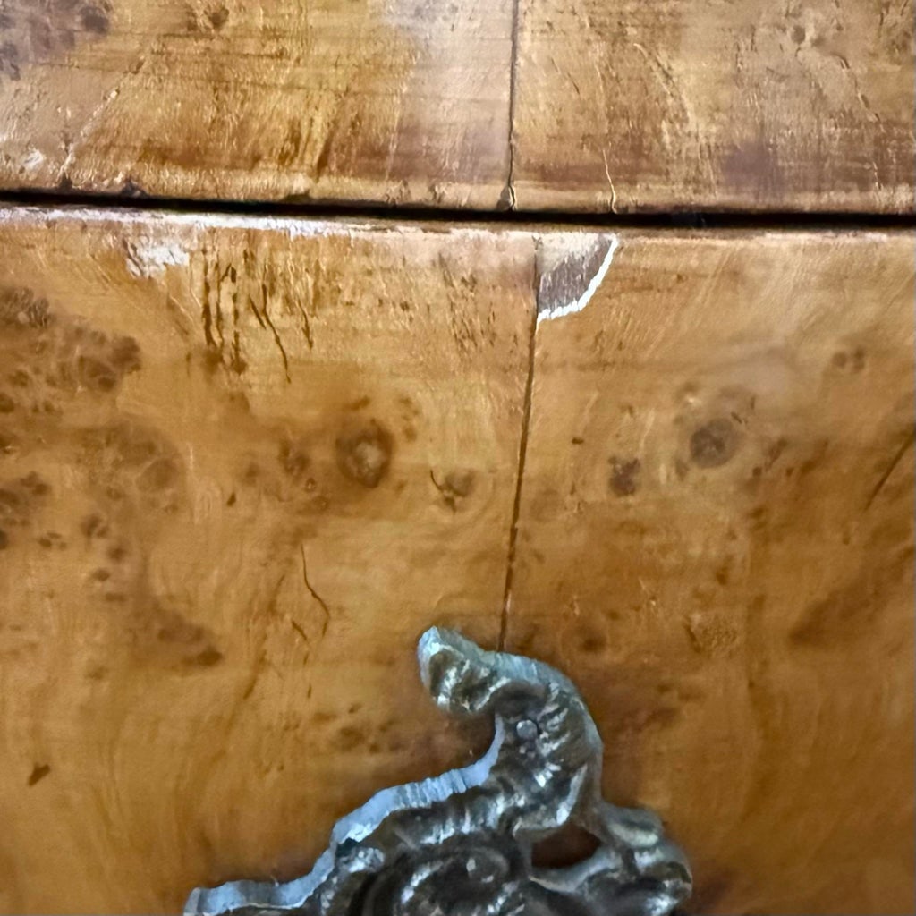 1960s French Louis XV Style Marble Top Bombe Commode With Figural Ormolu Mounts - 9