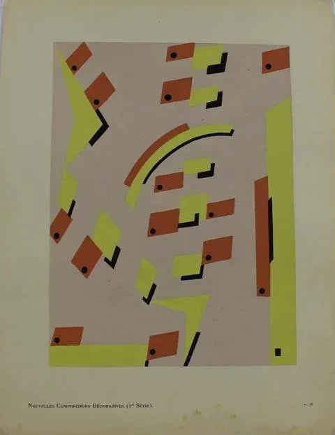Serge Gladky Art Deco Yellow & Orange Pochoir - 2