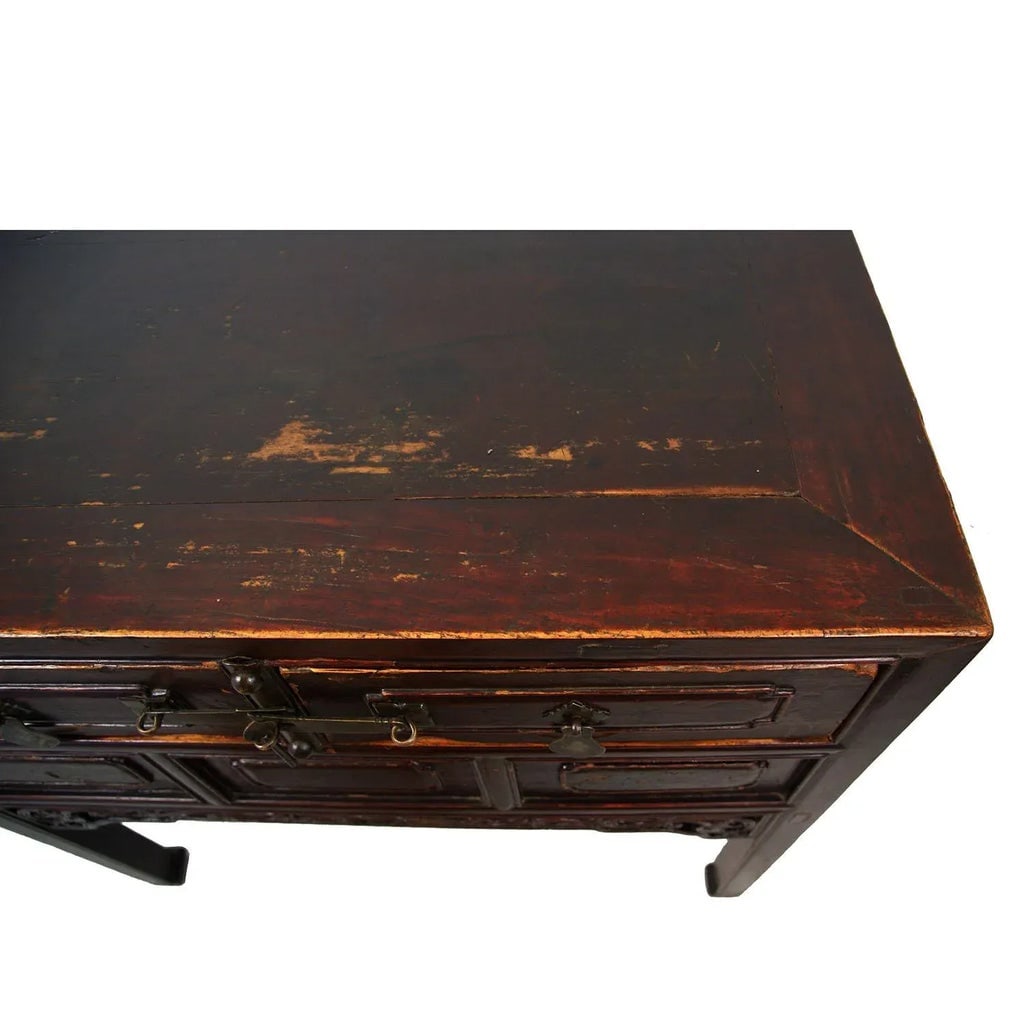 Late 19th Century Antique Chinese 2-Drawer Carved Side Table - 11