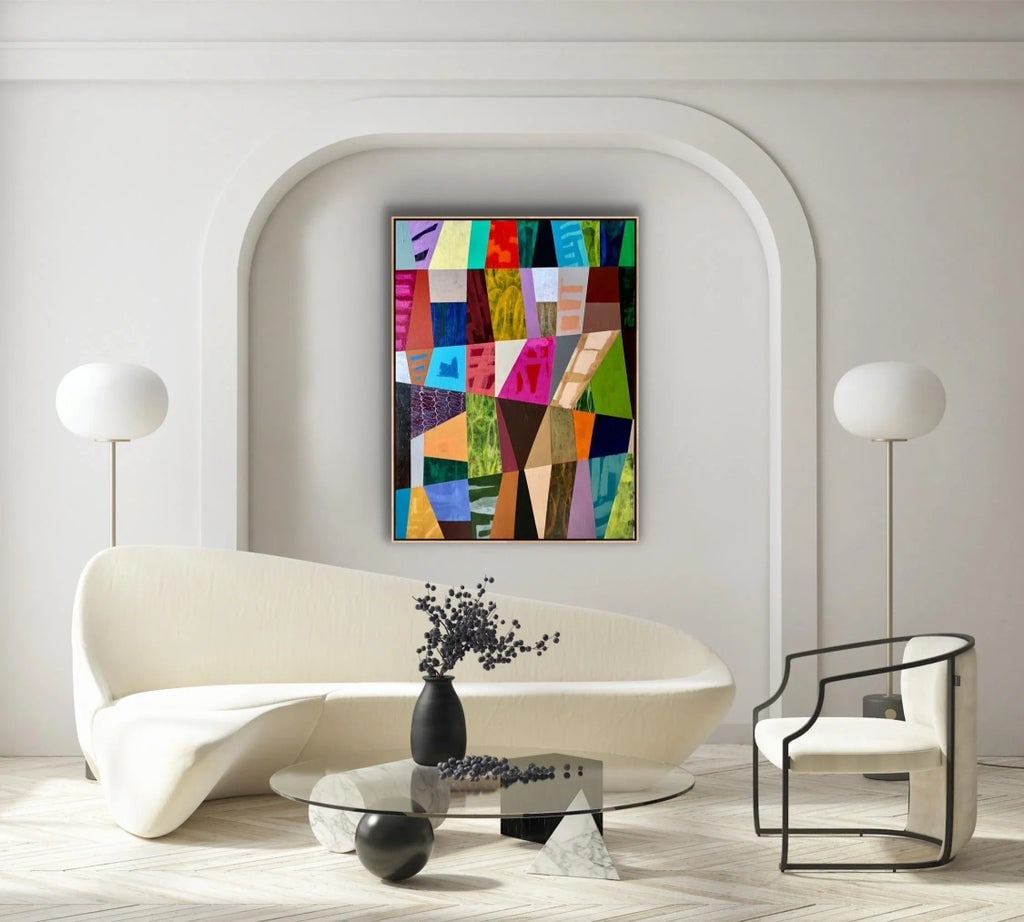 Original 36" X 48" Geometric Vivid Framed Abstract Painting by Pamela Harmon - 7