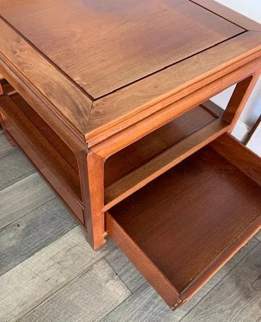 1960s Vintage Solid Rosewood Chinese End Tables - 8