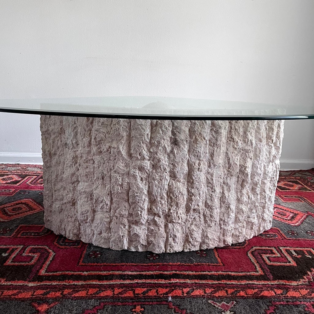 1980s Postmodern Coffee Table Tessellated Mactan Stone - 4