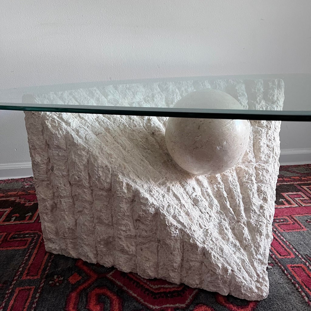 1980s Postmodern Coffee Table Tessellated Mactan Stone - 5