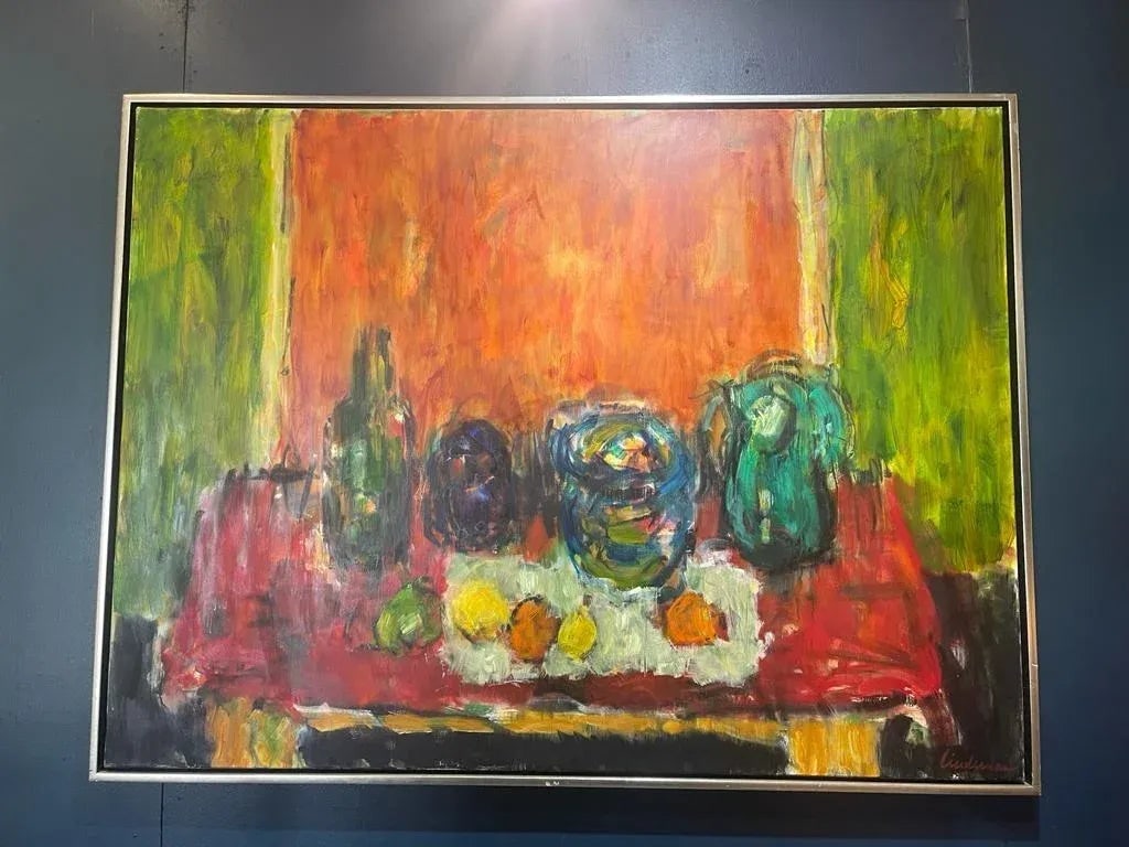 Mid-Century Still Life Oil Painting - Large Abstract Canvas - 2