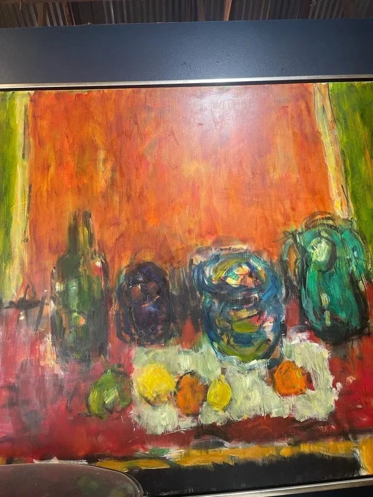 Mid-Century Still Life Oil Painting - Large Abstract Canvas - 4