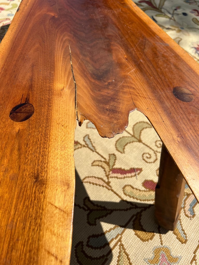 Mid 20th Century Organic Modern Split Wood Live Edge Bench - 5