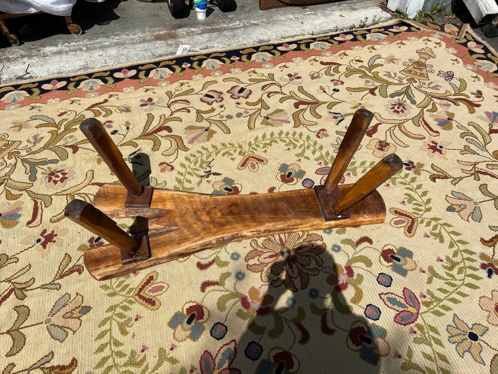 Mid 20th Century Organic Modern Split Wood Live Edge Bench - 8
