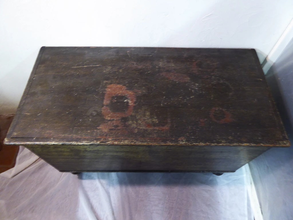 19th Century American Combed Finish Painted Trunk - 2