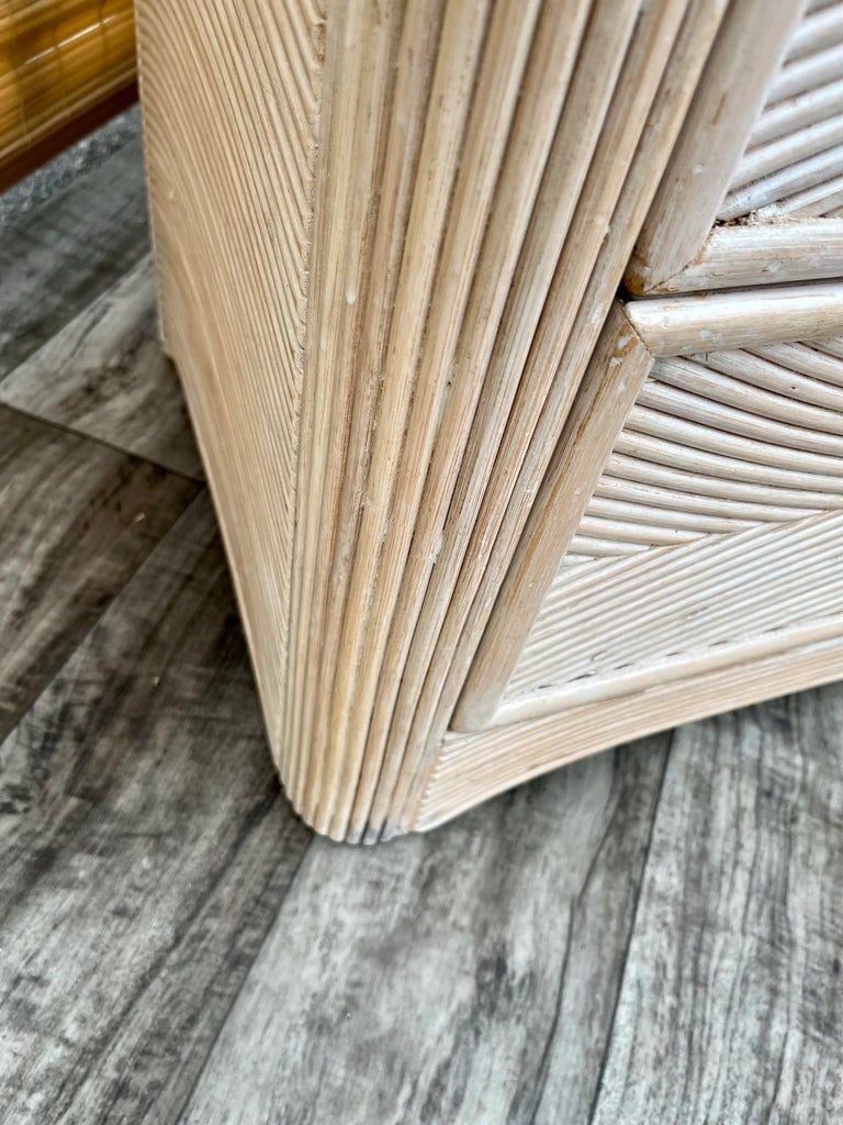 Coastal Style Pencil Reed Highboy Dresser in the Gabriella Crespi's Manner. Circa 1980s - 12