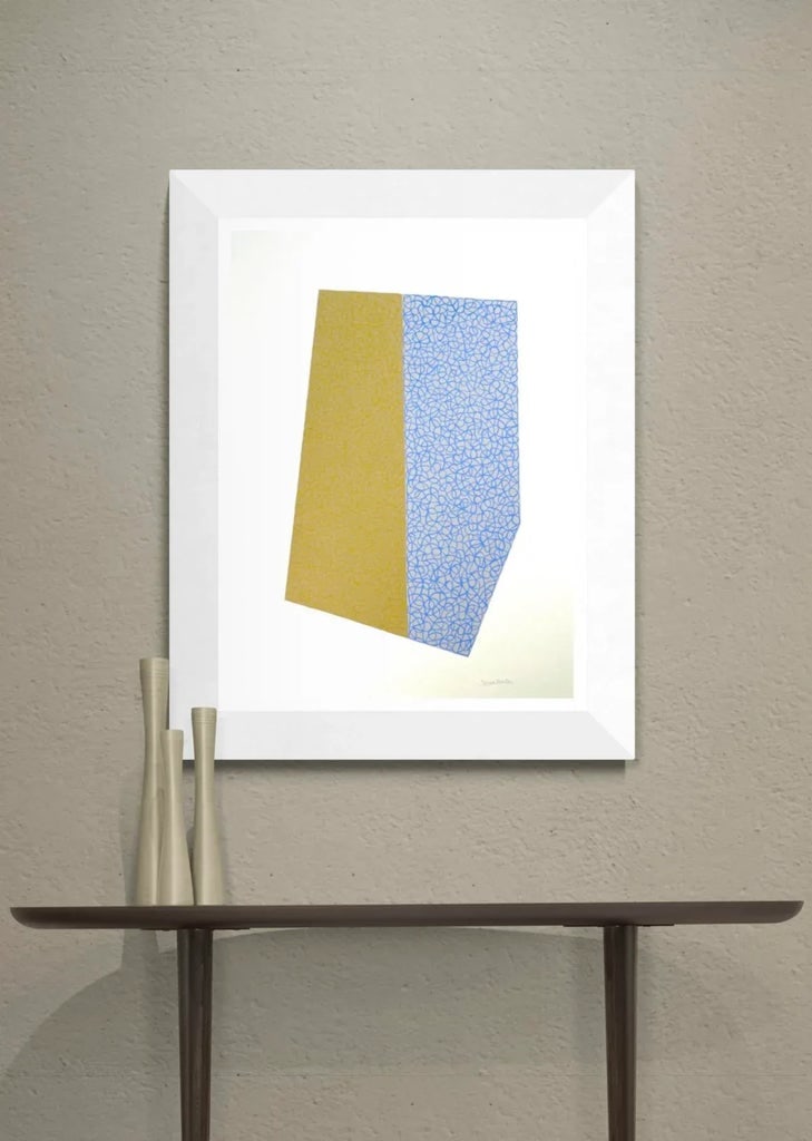 Abstract Geometric Painting With Mustard and Blue - 2