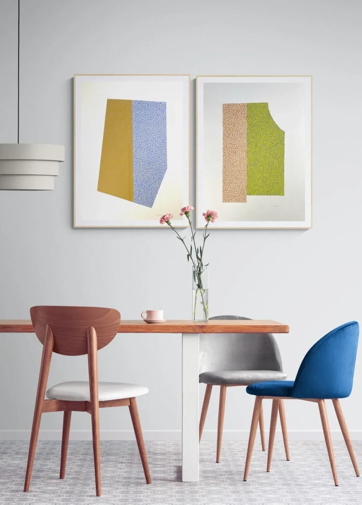 Abstract Geometric Painting With Mustard and Blue - 3