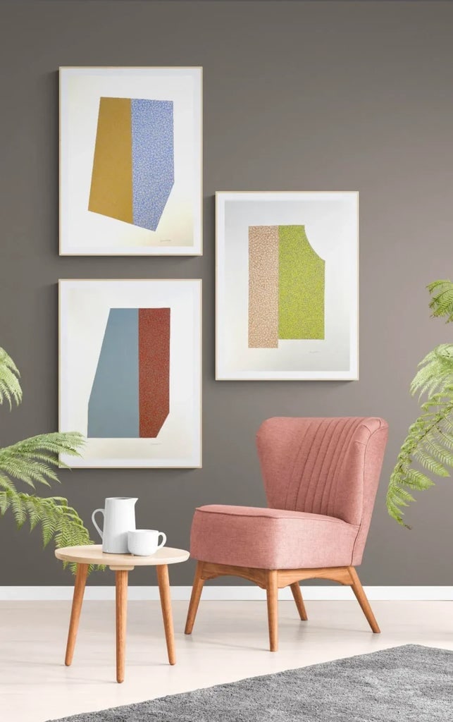 Abstract Geometric Painting With Mustard and Blue - 4