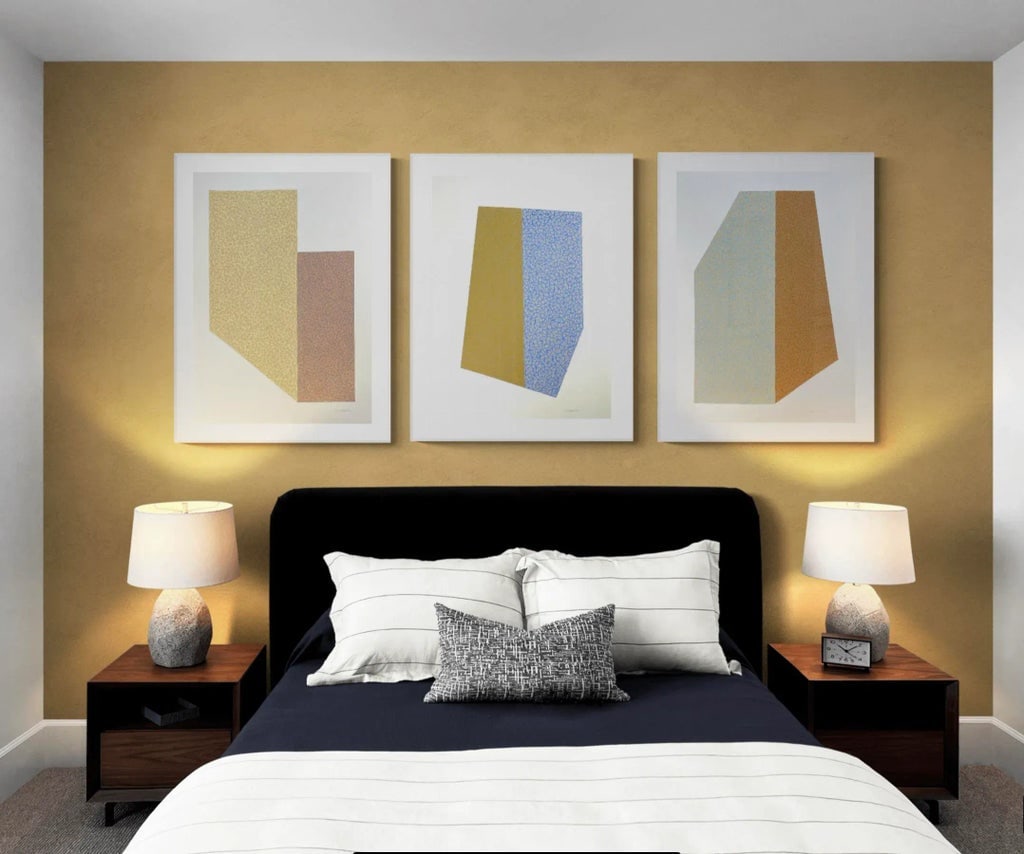 Abstract Geometric Painting With Mustard and Blue - 5